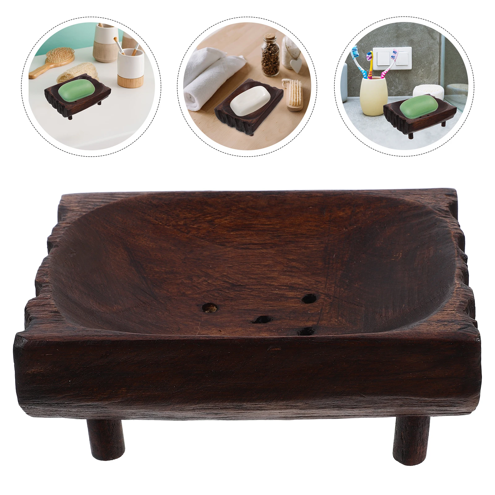 

Premium Wooden Soap Holder Drainage Space Saving Bathroom Toilet Kitchen Storage Tray Rack Stand Bamboo Style