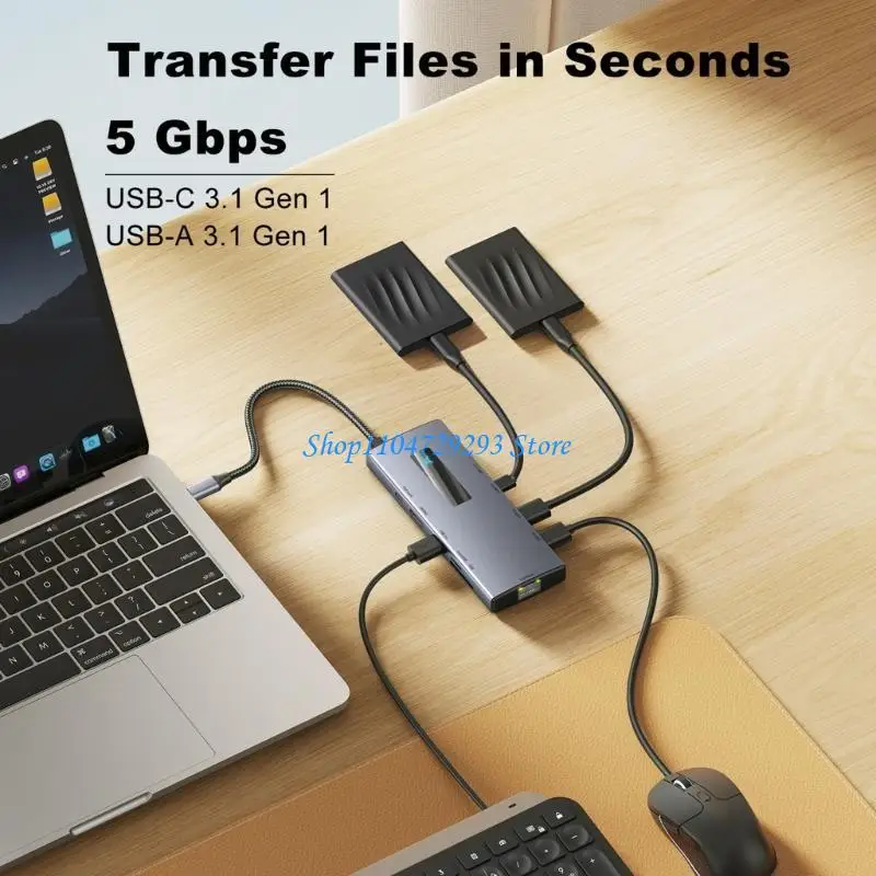 

Y2GD Dock Station Type C HUBS до 4K при 60 Гц + HDTV + RJ45 + SDTF + PD100W Зарядка