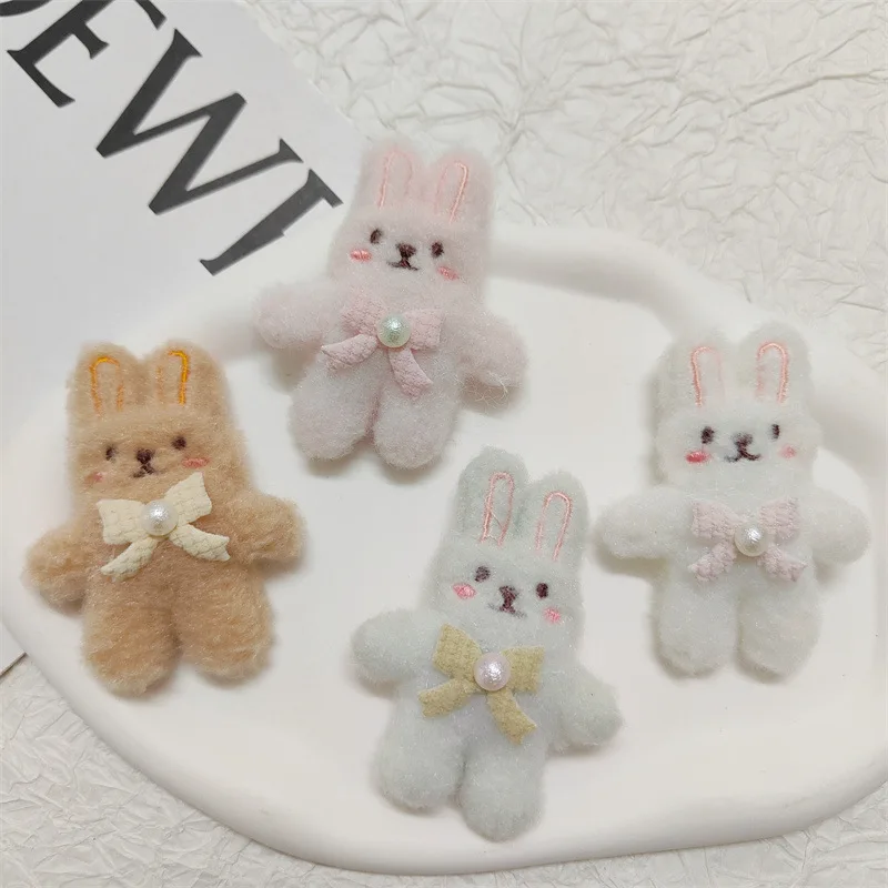 5PCS Cartoon plush pearl bow bunny cotton-filled accessories DIY hair accessories clothing brooches bags decorative accessories