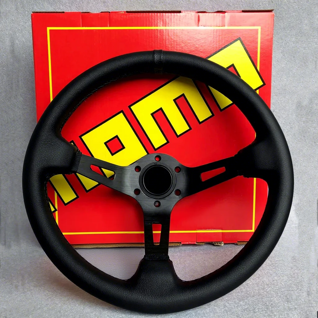 

13-inch Genuine Leather 3 Spoke Racing Deep Concave Quick-release Steering Wheel 320mm Universal Hole Distance 70mm