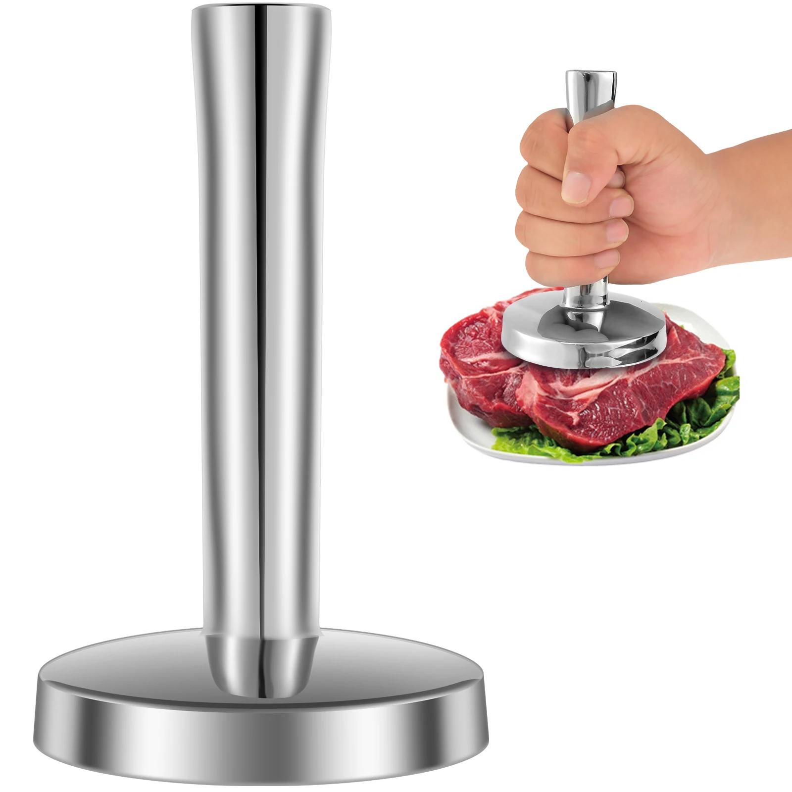 Meat Pounder Flattener Stainless Steel Kitchen Meat Mallet Large Round Meat Mallet Tenderizer Tool Rust Proof Chicken Flattener