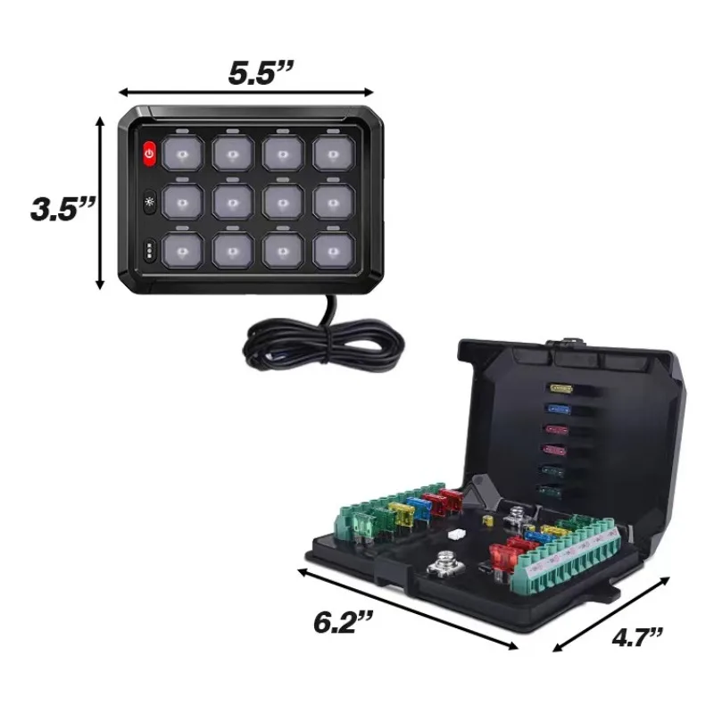 لوحة مفاتيح تعمل باللمس مكونة من 12 مفتاحًا مناسبة لتعديل RV Jeep Yacht RGB قابلة للتعديل بلون اثني عشر مفتاحًا