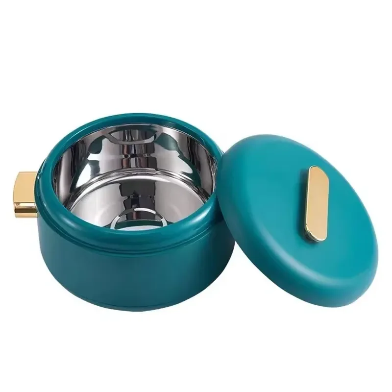 3 Piece Stainless Steel Food Warmer Set with Gold Handle Double Layer Insulation Reusable Container 3 Sizes for Freshness