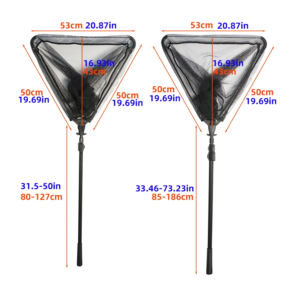 Hirisi 1,7/2,3 m schwimmendes Fischernetz mit Teleskopstangengriff, faltbares Kescher, gummibeschichtetes, zusammenklappbares Netz, langlebig – Detail 15