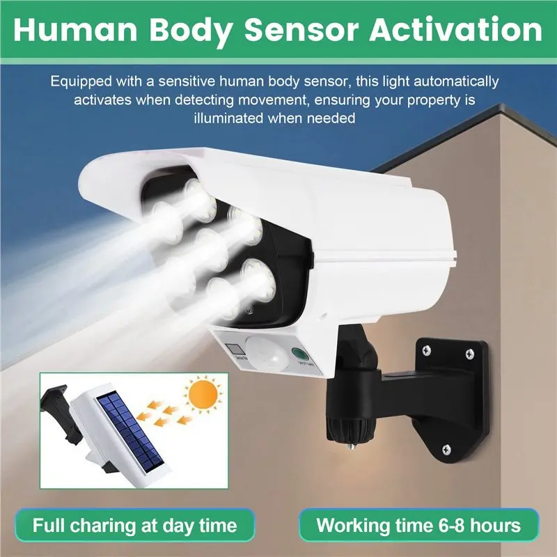 Y50A-2X Solar Simulation Monitoring Light Simulation Security Fake Camera Human Body Sensor Light Home Garden Wall Light