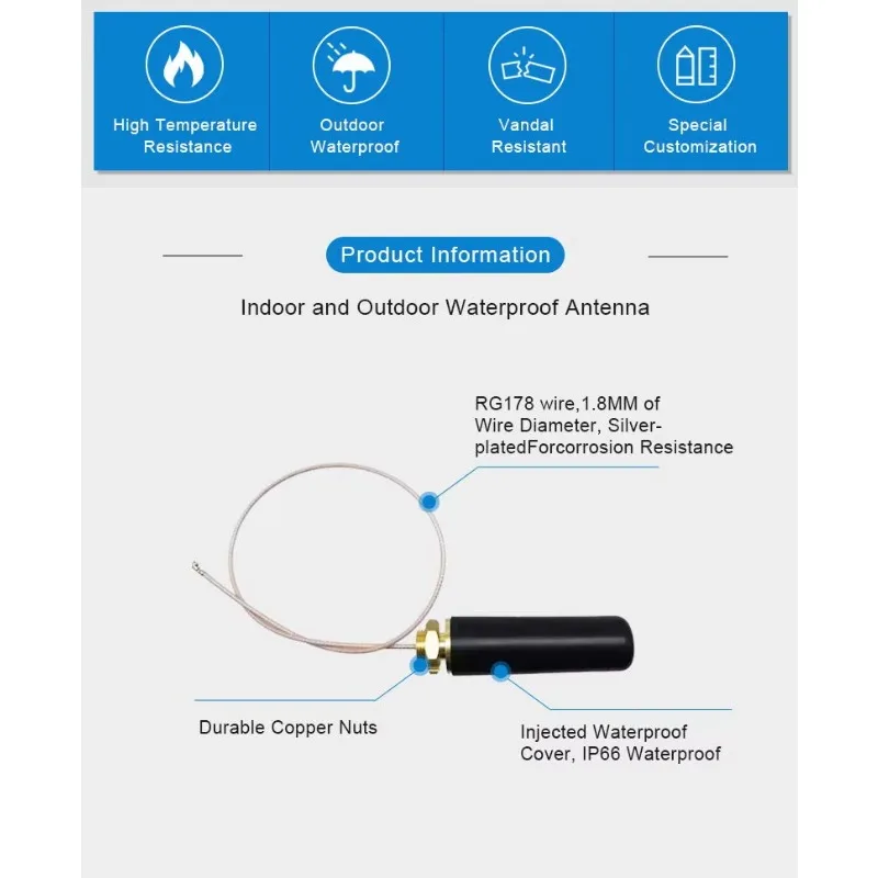 698-2700mhz Waterproof OmniDirectional Screw Mount Outdoor 2.4G 3G LTE 4G Communication Antenna