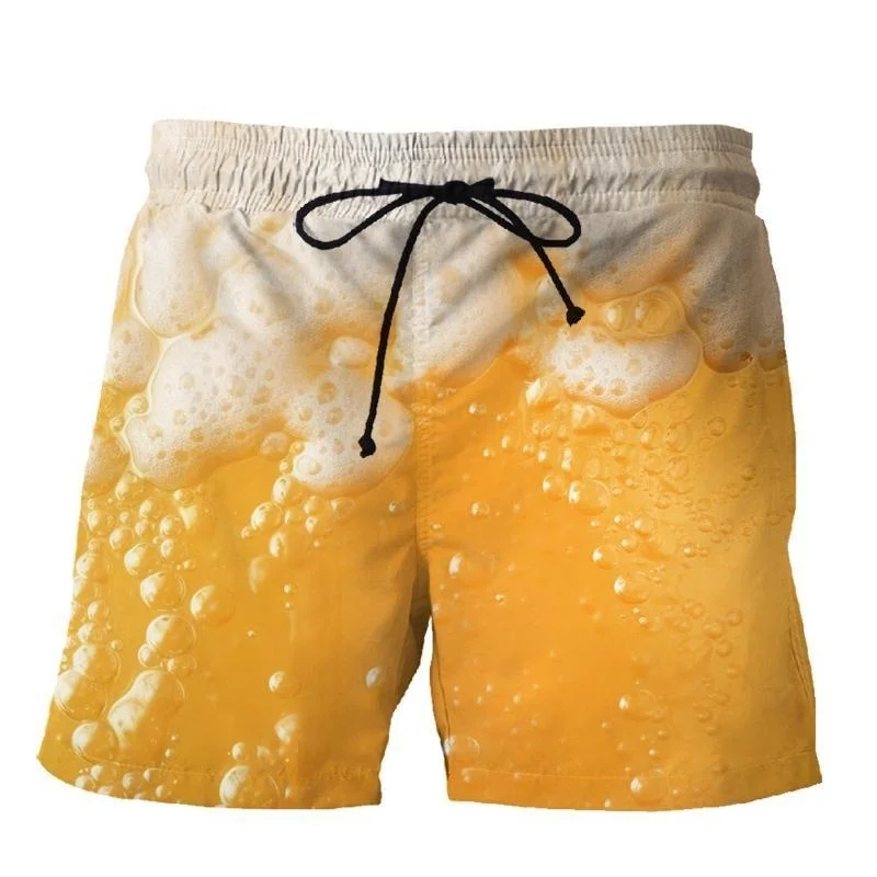 

3D Print Funny Beer Beach Shorts For Men Hip Hop Cool Oversized Short Pants Summer Fashion Casual Swim Trunks Male Clothing