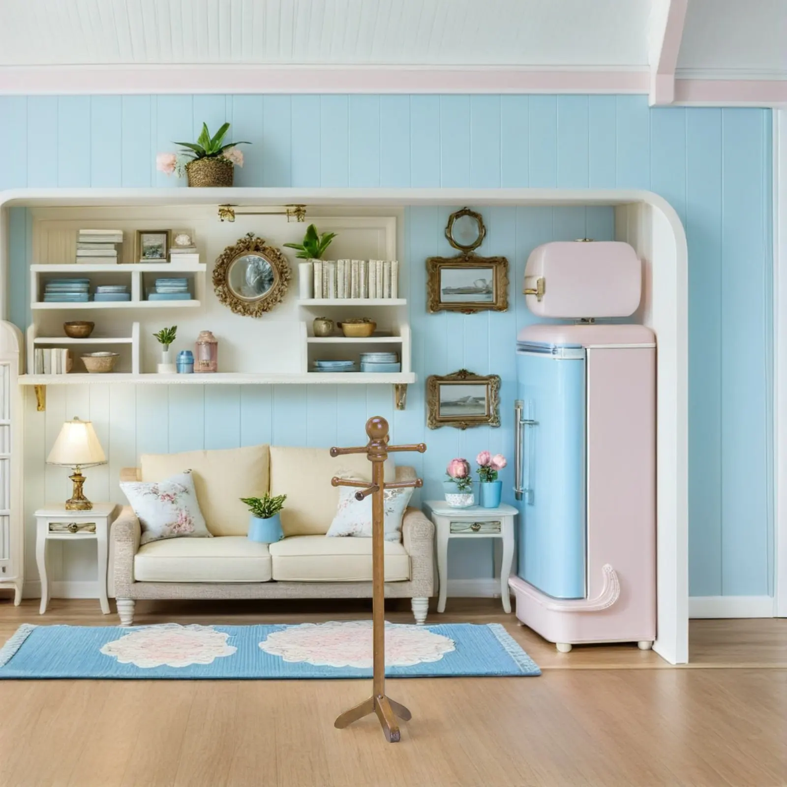 

Набор из 2 миниатюрных винтажных напольных сушилок для одежды в масштабе 1:12 для домашнего декора, ролевых игр и развивающих занятий