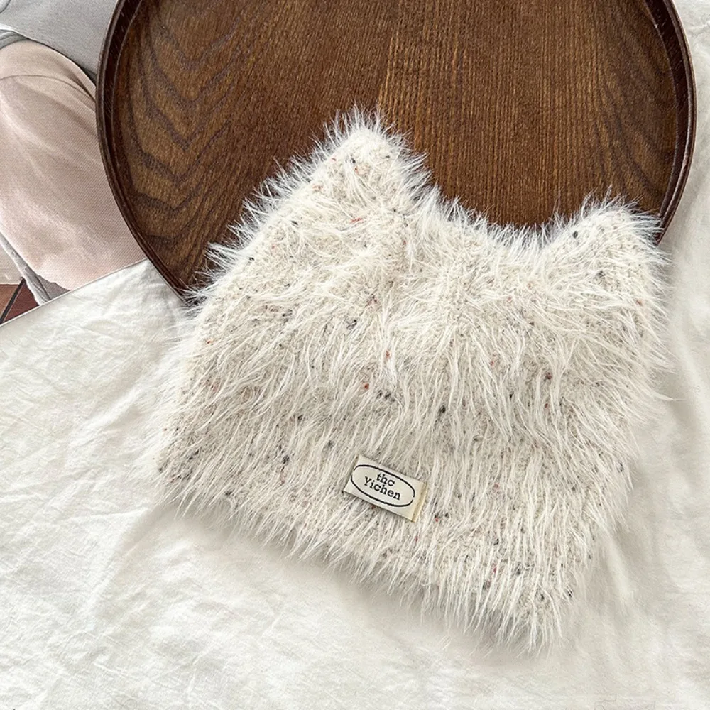 

Korean Cat Ears Kids Pullover Cap Fluffy Keep Warm Knit Hat Solid Color Ear Protection Bonnet Girl