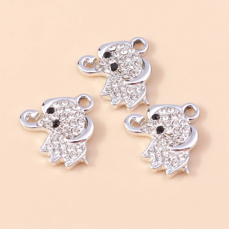 Leslie 10 Stück 16 x 15 mm exquisite Kristall-Elefant-Anhänger für DIY-Tier-Ohrringe, Armbänder, Anhänger, Halsketten, Schmuck, handgefertigtes Kunsthandwerk – Detail 3