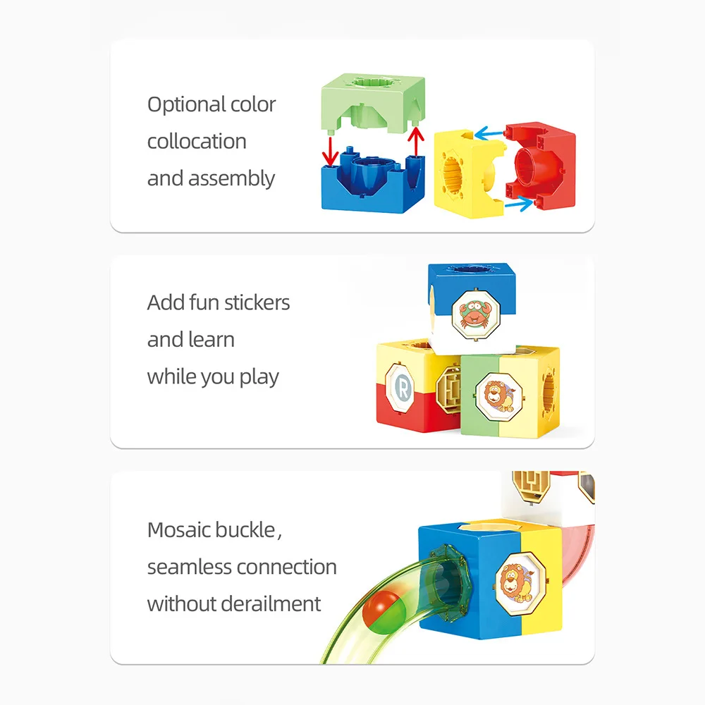 Children's educational assembly DIY pipeline building block track three-dimensional maze ejection ball building block toy gift