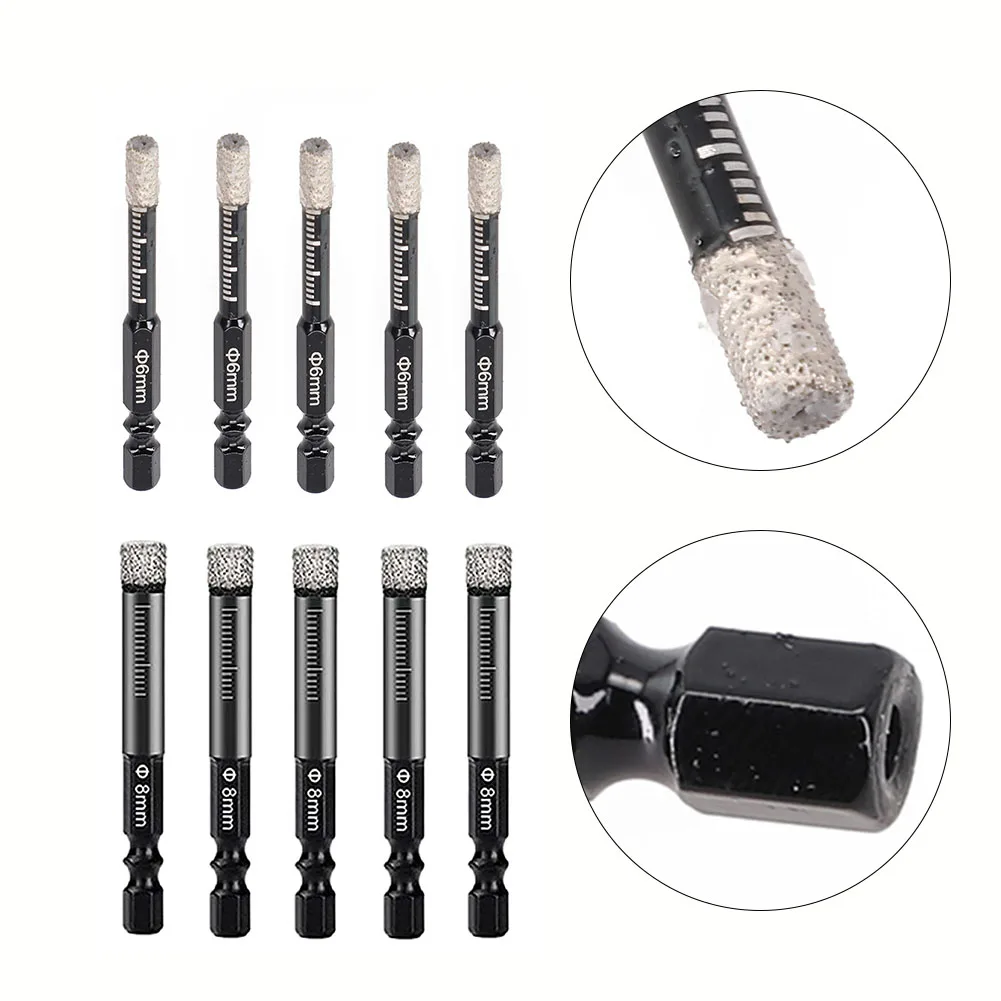 5pcs Vaccum Brazed Diamond Dry Drill Bits Set Hole Saw Cutter For Marble Granite Ceramic Glass Tile Stone Hole Opener 5mm/8mm