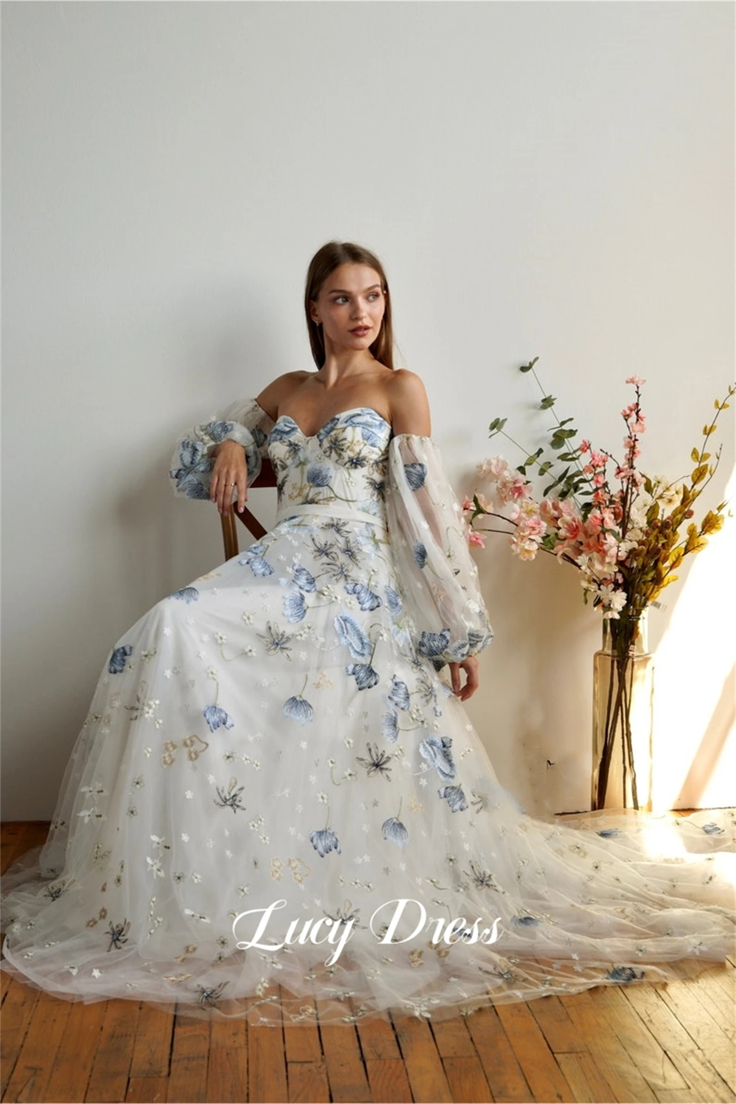 

Lucy Customized Wedding Dresses for Parties Floral Fabric Prom Dress Luxury Evening Dresses 2025 Women Robes De Cocktail Robe