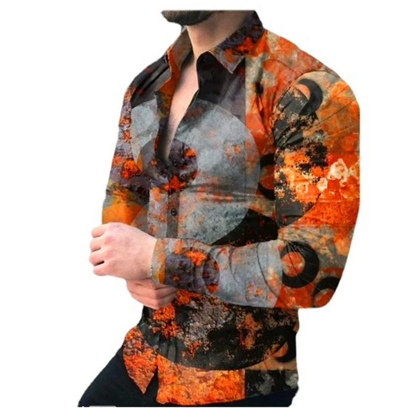 

Long Sleeve Shirt Men 3D Printed Starry Sky Pattern Spring And Autumn Fashion Casual Simple Street Wear Oversized Lapel Shirt