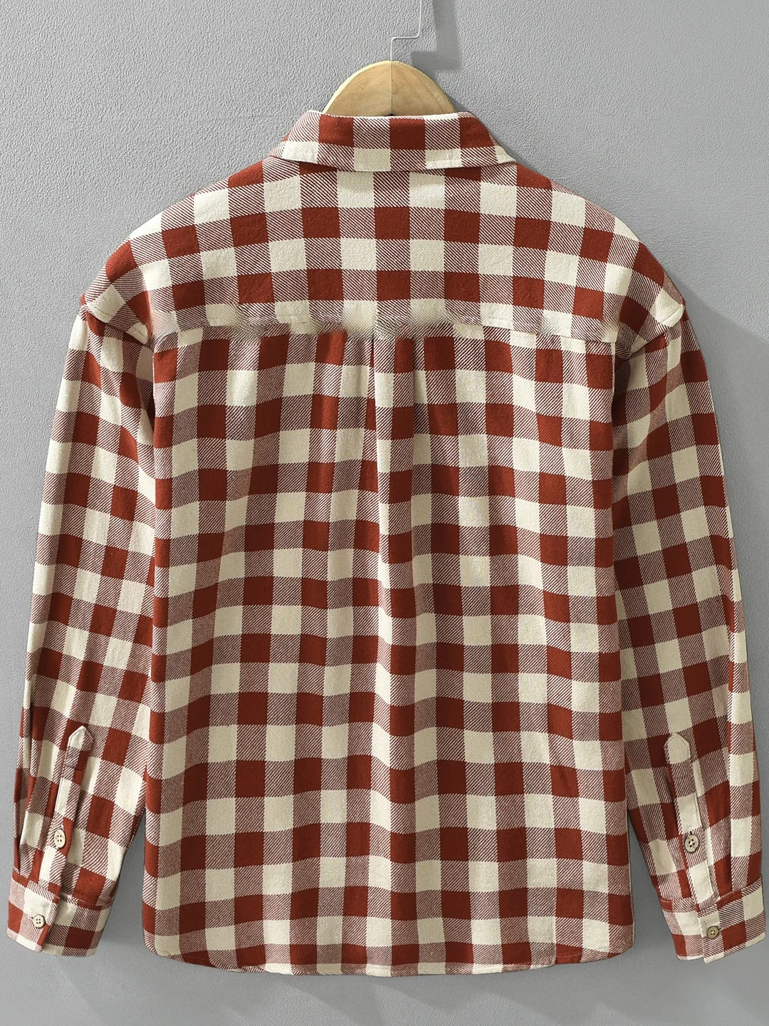 Retro Japanese Style Gradient Plaid Long Sleeve Cotton Shirt Men's Fashionable Pure Cotton Checkered Shirt Turn-down Collar