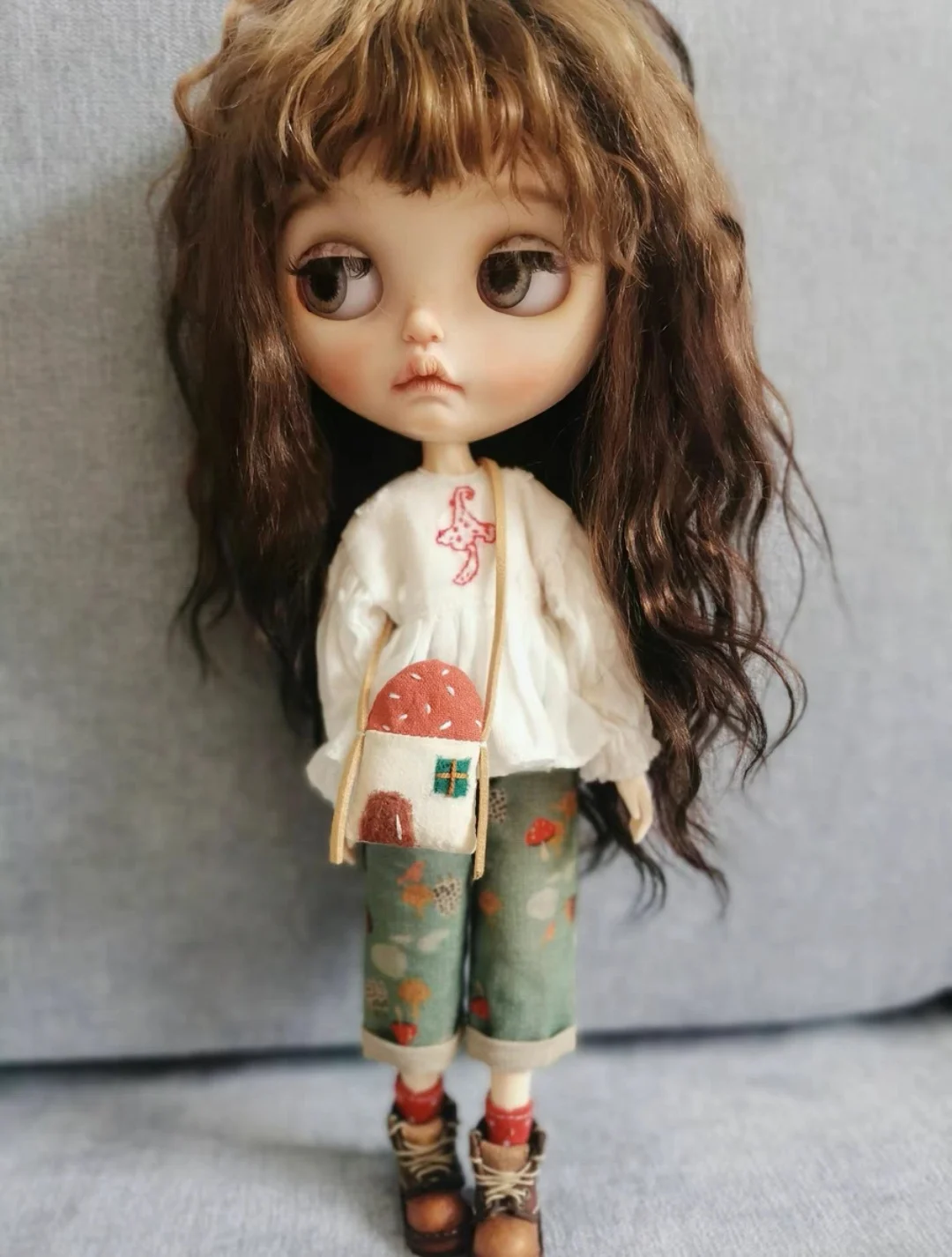 Blythe Doll Clothes Dress Mushroom embroidered straight-leg trousers Blythe ob24 Azone Licca ICY JerryB 1/6 Bjd Doll Accessories