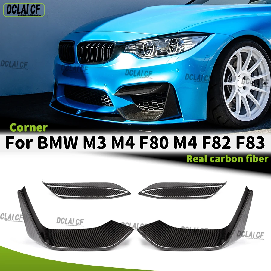 For BMW M3 M4 Series F80 F82 F83 2014-2020 Carbon Fiber Spoiler Corner Protector Car Bumper Wrap Corner Trim Upgrade