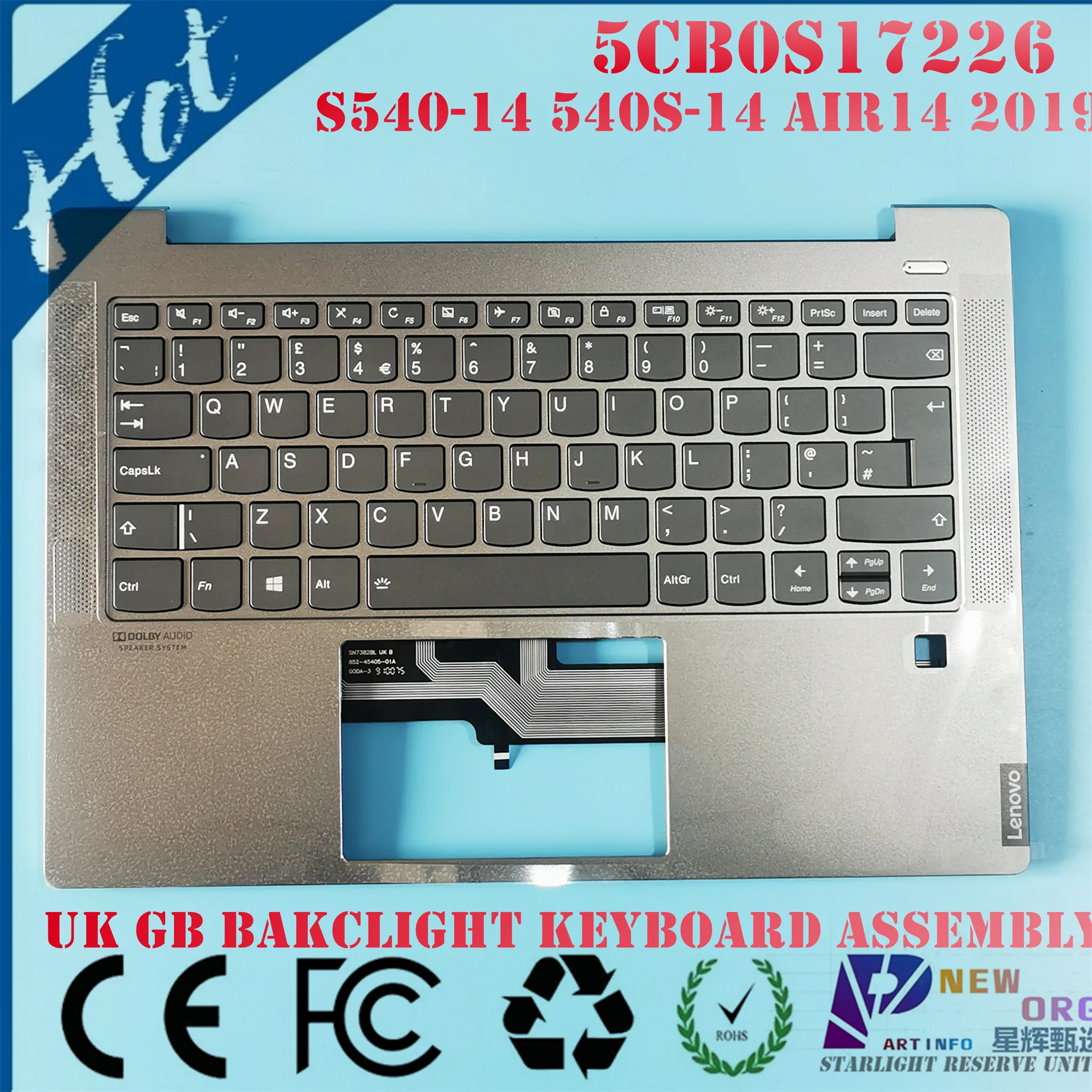 Laptop backlight Keyboard Palmrest  Assembly for LENOVO IDEAPAD S540-14 air14 2019 API IML IWL 81ND 81NF 81NH 81V0 GREY UK/US/SP