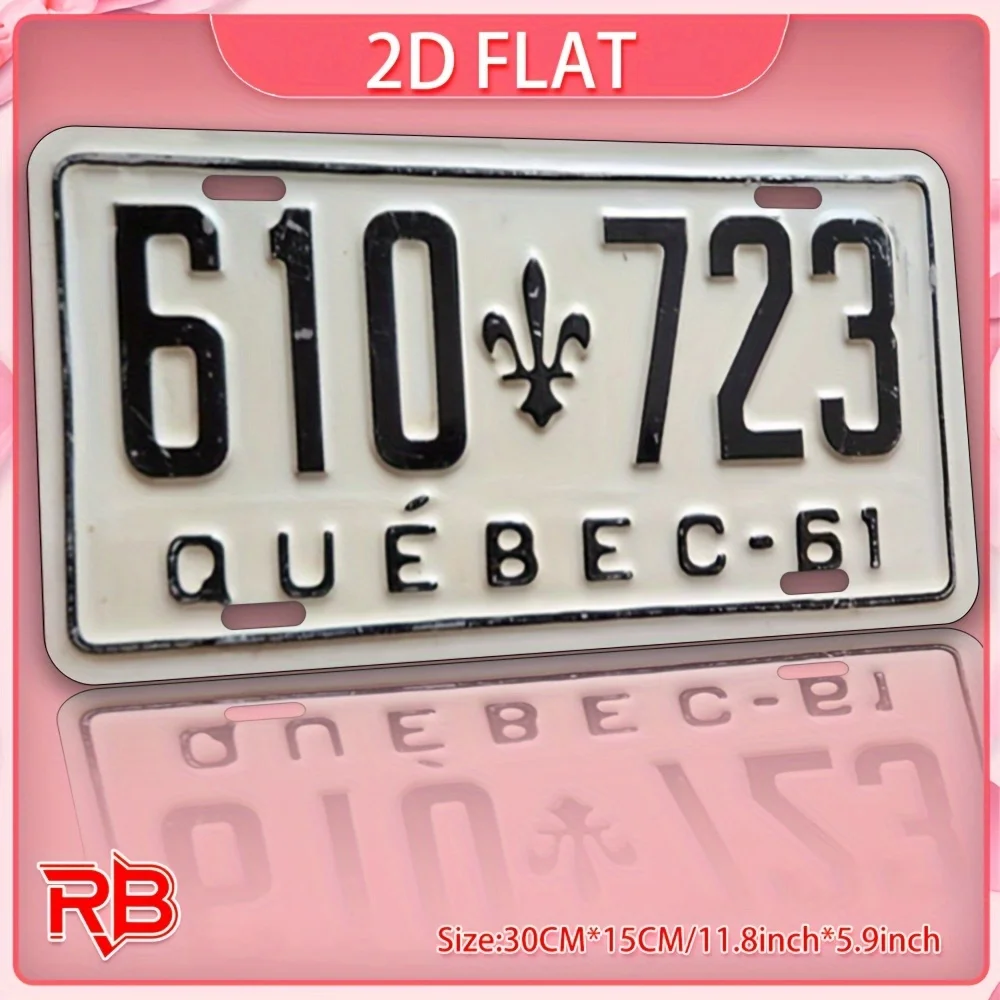 ,  Quebec License Plate Metal Sign -  UV Printed Indoor/Outdoor Wall Decor with Bold Retro Design & Lily of Emblem, Weather-Resi