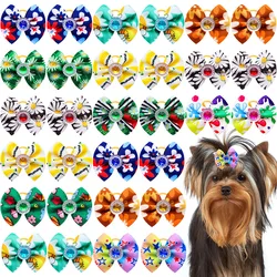 30PCS Dog Hair Bows Mix Colors Daisy Cat Dog Hair Bows Dog Hair Rubber Bands Summer Pet Supplier Small Dog Grooming Accessories
