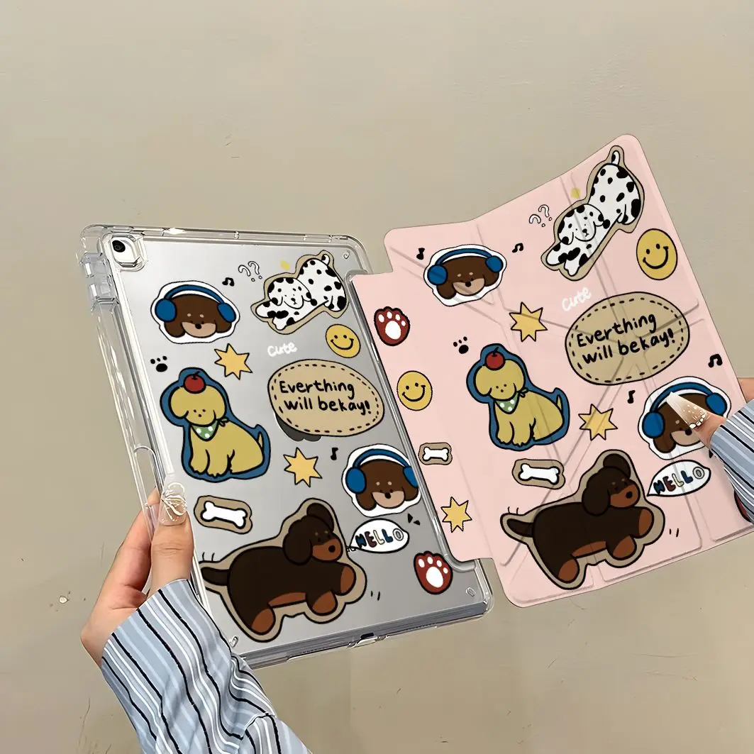 Korean Tulip Cat Dog Sticker Bow For iPad Pro Air 13 11 M5 M4 M3 M2 2 1 11th A16 12.9