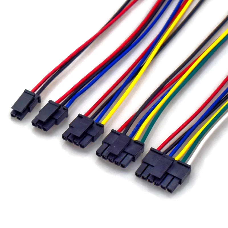 5PCS Micro-Fit 3.0mm Pitch Connector with 20AWG 20cm Cables Molex 3.0 Singlel Row 2/3/4/5/6Pin Male Female Air Docking Housing