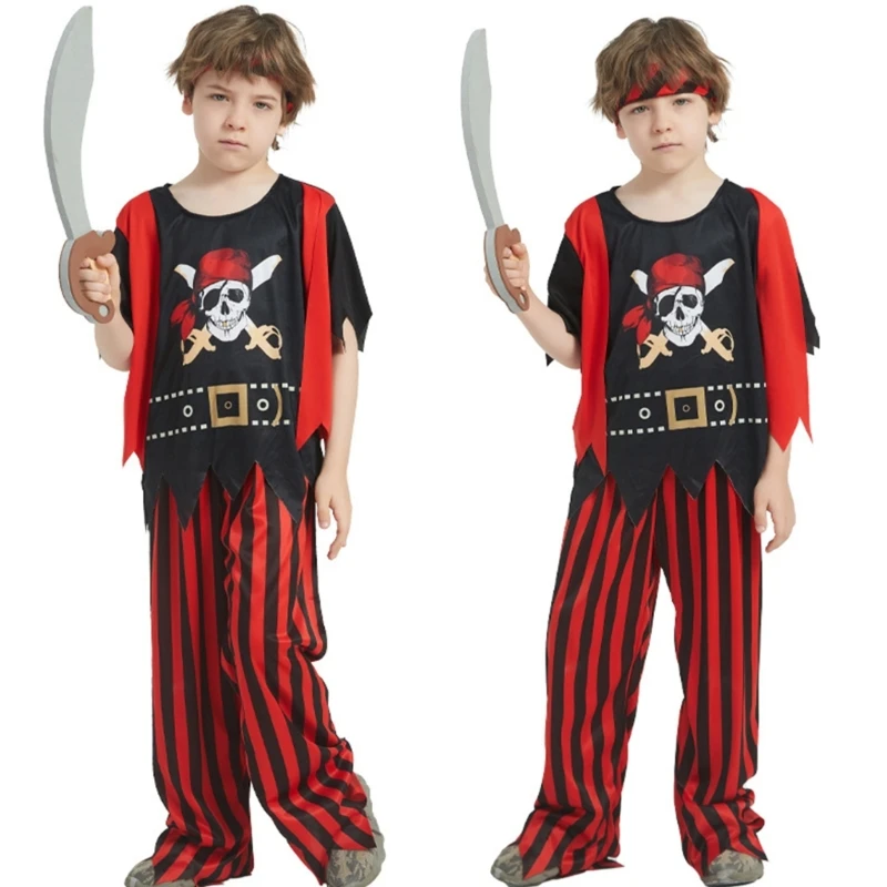 

Boys Pirate Costume Role Play Set with Scarf for Halloween Party Cosplay-Events