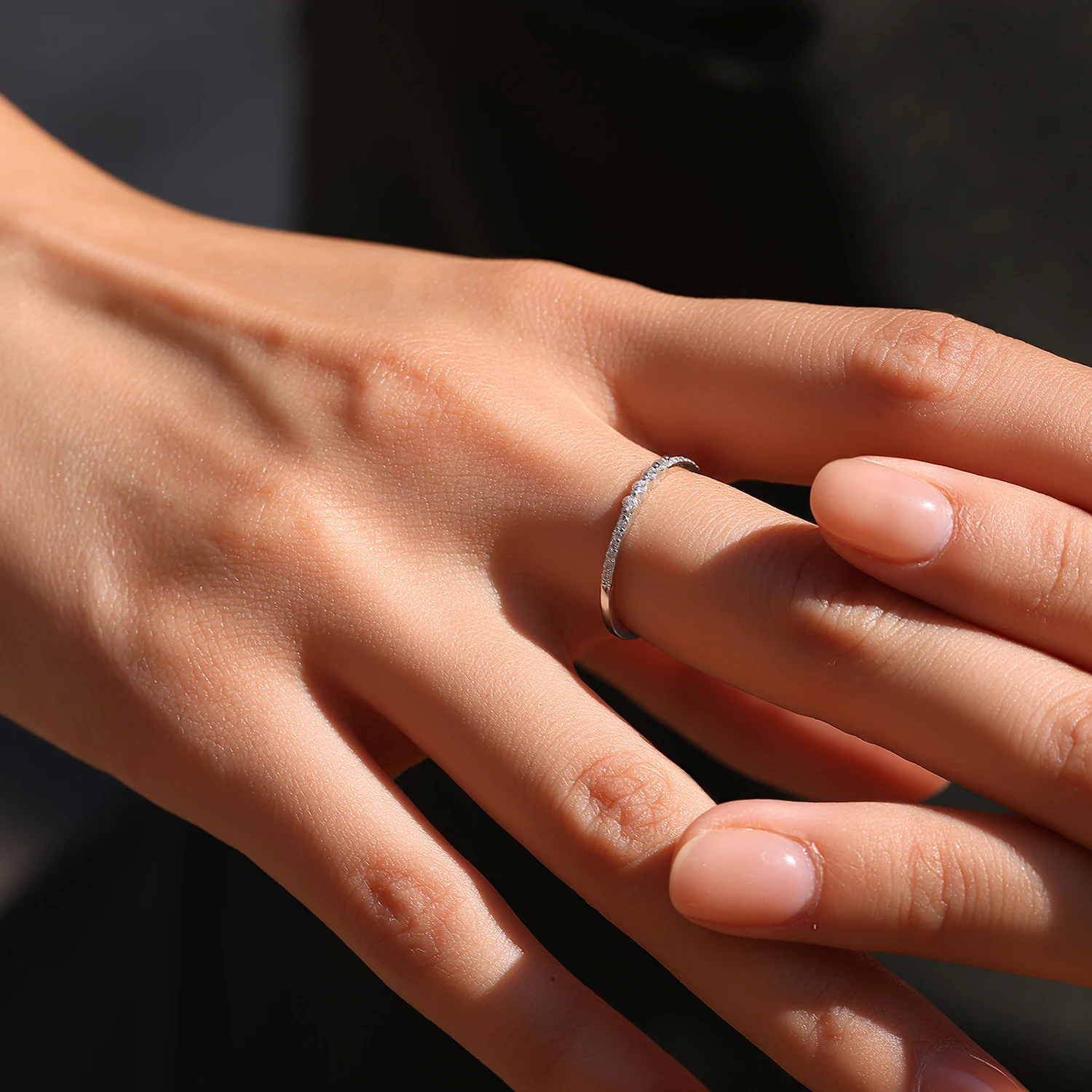 MODIAN Moissanite Rings 925 Sterling Silver Minimalist Lab Diamond Thin Ring Stackable Daily Wear Ring For Women Fine Jewelry