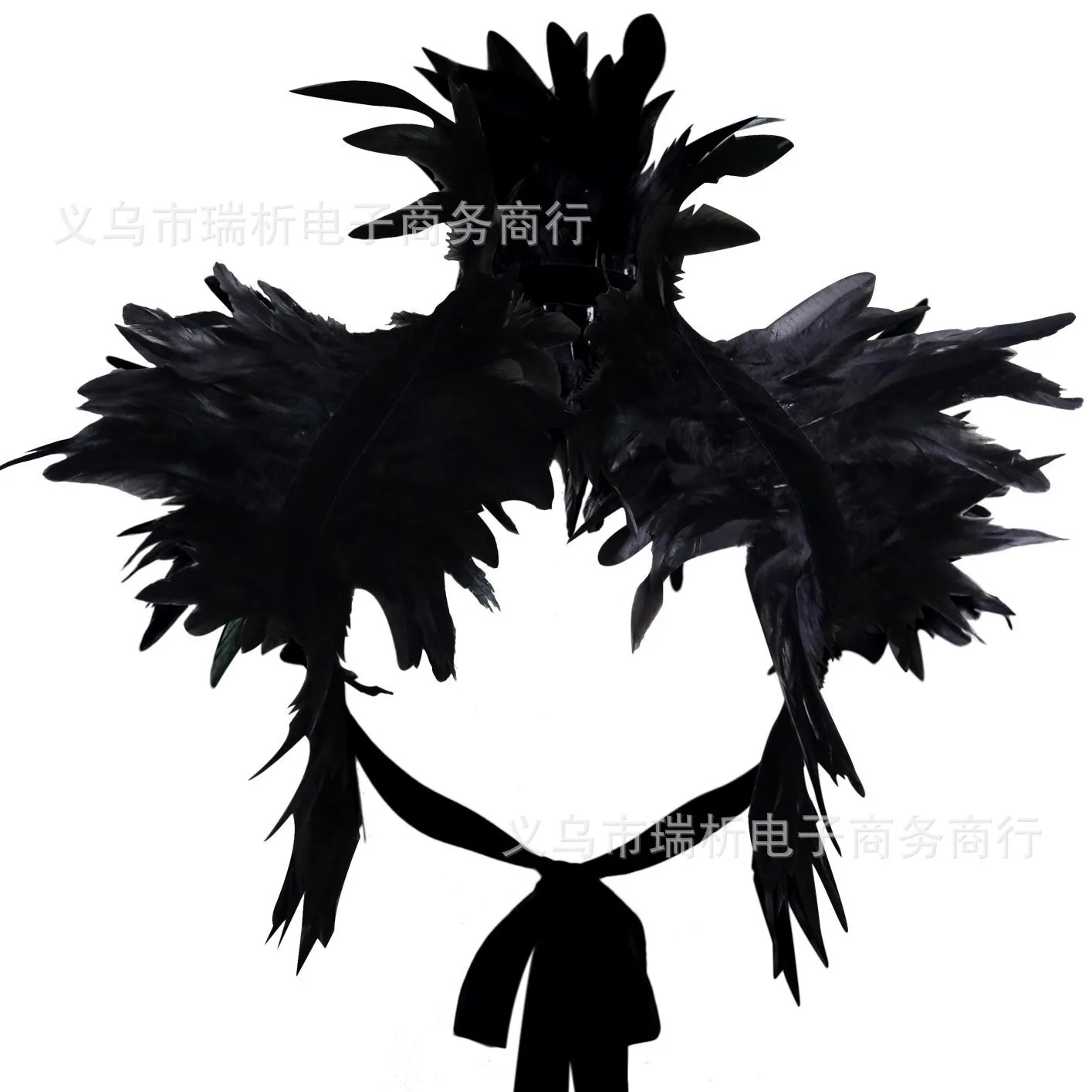 Gothic Feather Shawl Cock Feather Shawl False Collar Feather Bucket Cloak Accessories Accessories 24W002