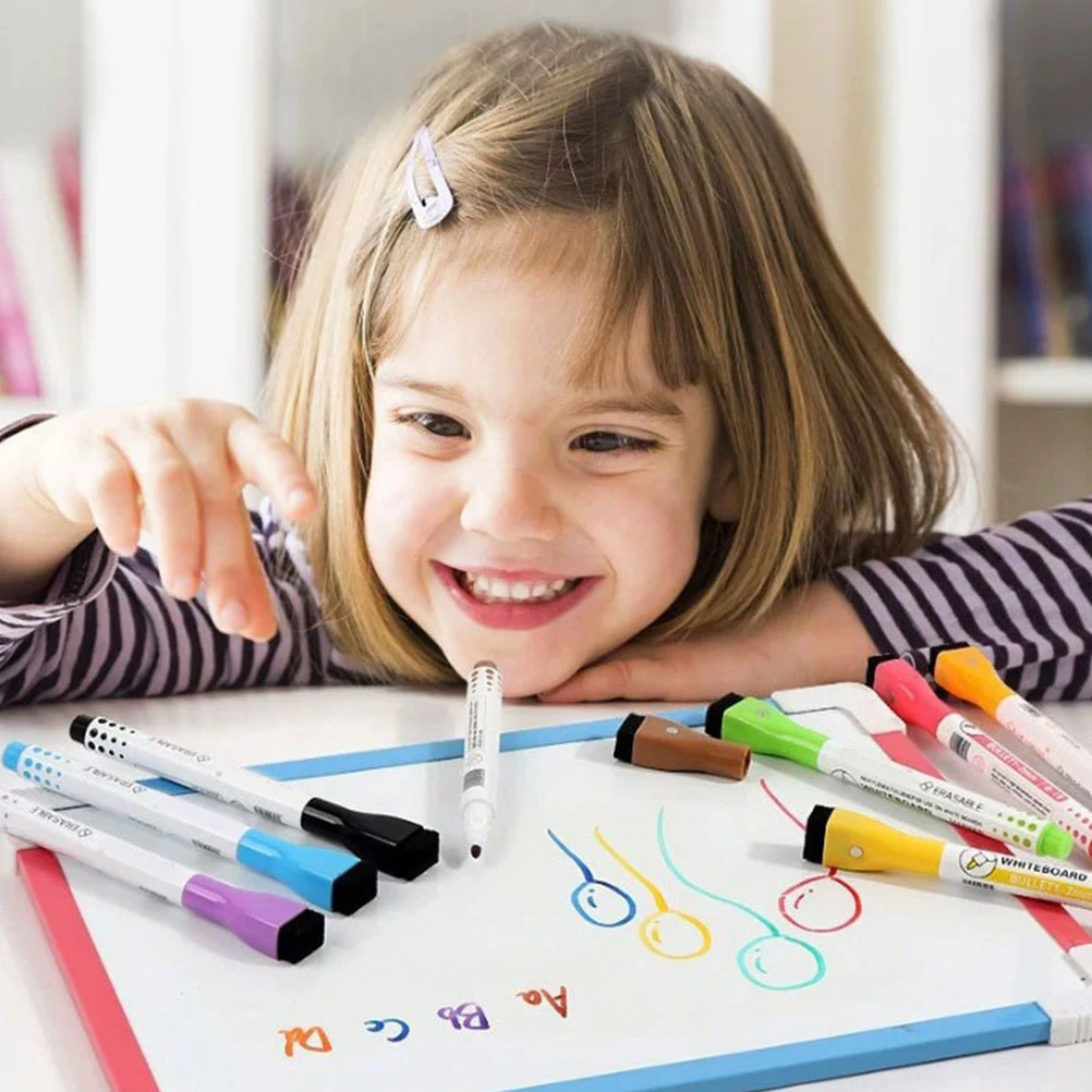 

8 Pcs Markers Dry Erase Fine Tip Magnetic Washable Kids Drawing 8 Washable Dry Erase Markers Colors Office School Supplies