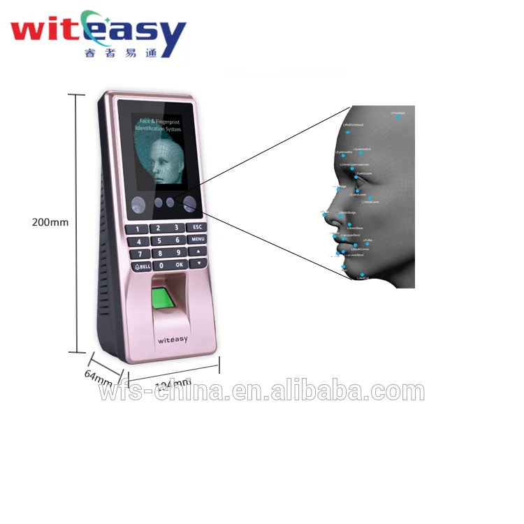Face e Fingerprint Recognition Access Control Machine, WiFi, Reconhecimento Facial, Porta Acessórios, M10, China Atacado