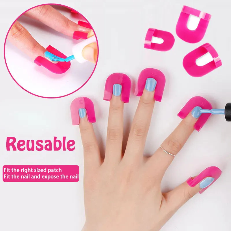 26pcs Nail Polish Edge Anti-Flooding Plastic Template Clip Manicure Tools Set Full Nail Wrap Nail Form Art Tools Tips For Nails