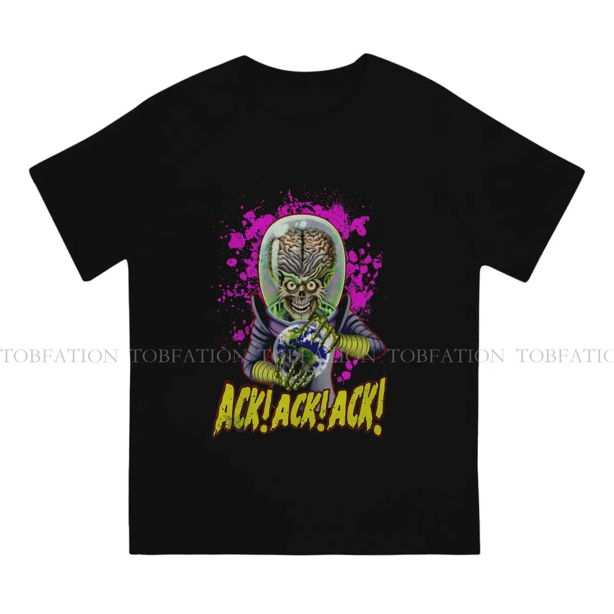 Ack Round Collar TShirt Mars Attacks Alien Sci-Fi Movies Fabric Original T Shirt Man\'s Clothes Individuality Fluffy