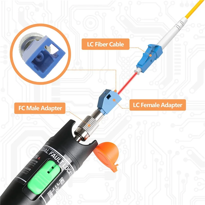 Localizzatore visivo di guasti, Tester per cavi in fibra ottica da 30MW con adattatore FC maschio a LC femmina, misuratore di sorgente di luce rossa da 30KM