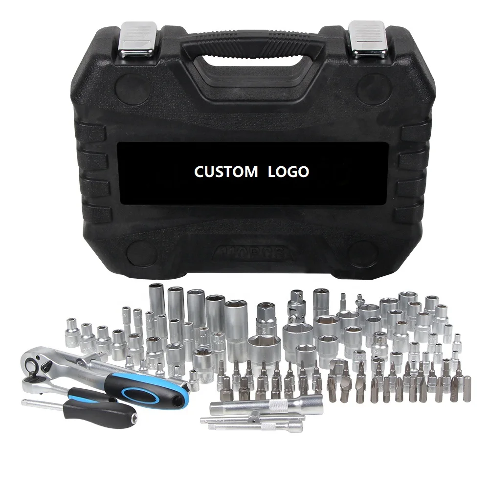 108 Pcs Household Socket Tool Set Wrenches Multifunctional Ratchets Toolbox Kit With Carry Box Case