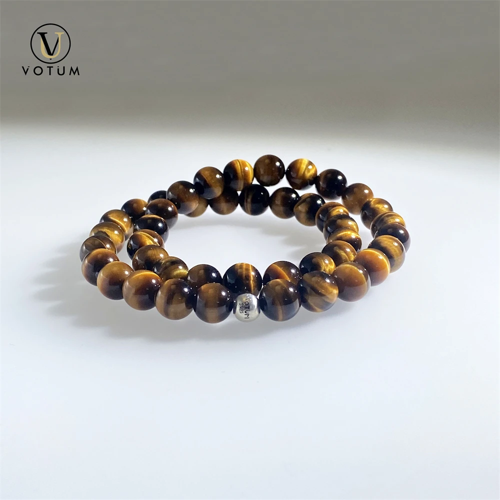 

Votum Natural Yellow Tiger's Eye Stone Bracelet for Men Women Weathy Attract Luck Healing Bracelets Yoga Gift Custom Dad Jewelry