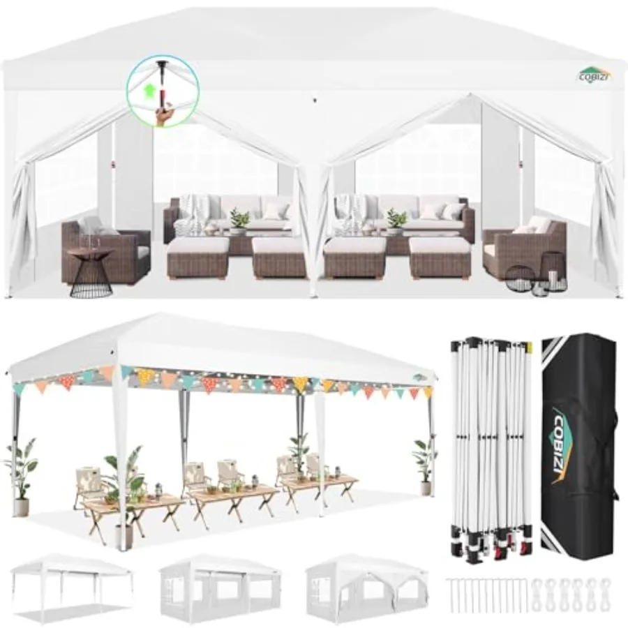Feet Pop up Canopy Tent with Sidewalls, Party Tents for Parties, Carpas para Fiestas, Easy Set Large Outdoor Popup Patio Gazebo