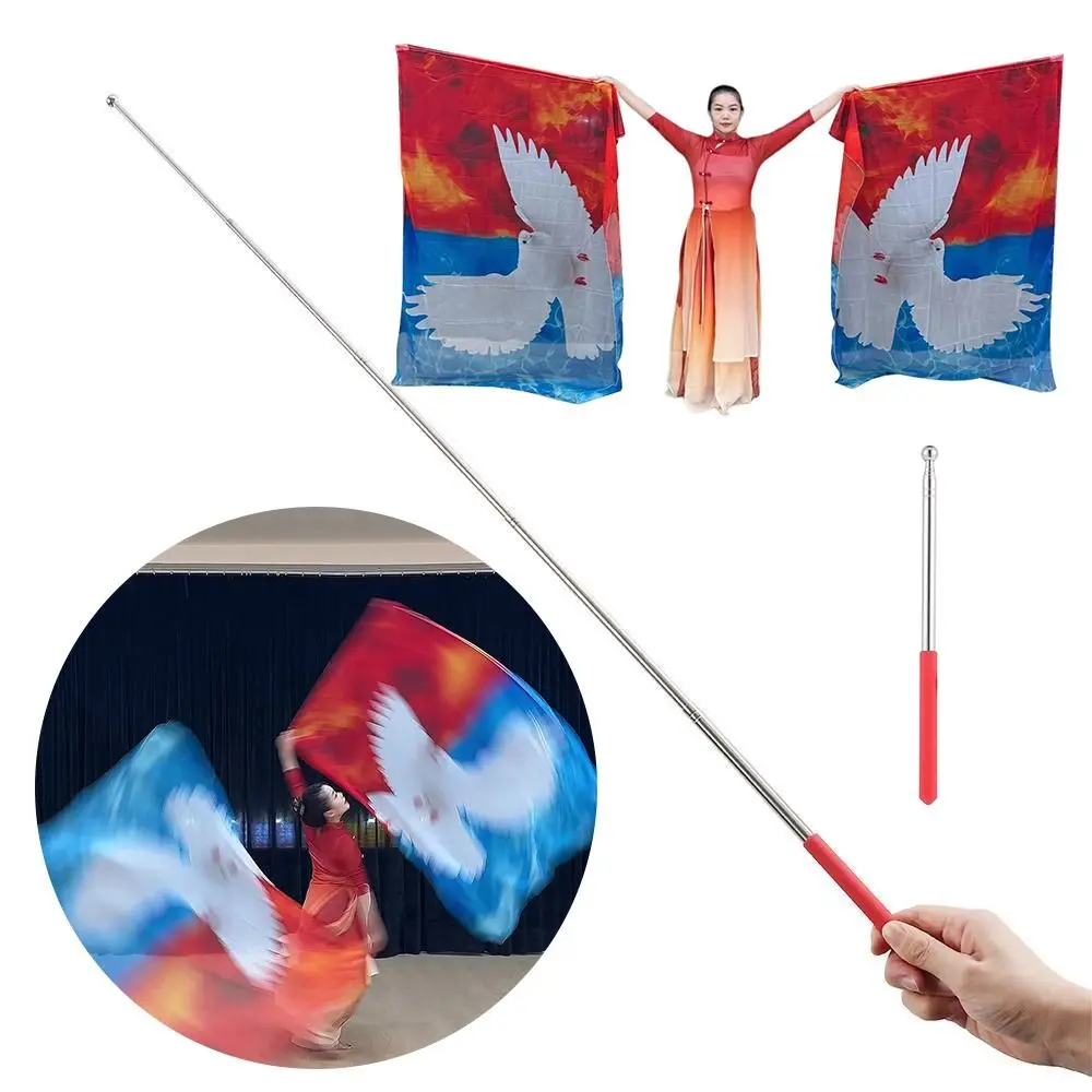 with Telescopic Sticks Belly Dance Accessories Props Multicolor Lightweight Colorful Scarves Flag Scalable Rods Portable