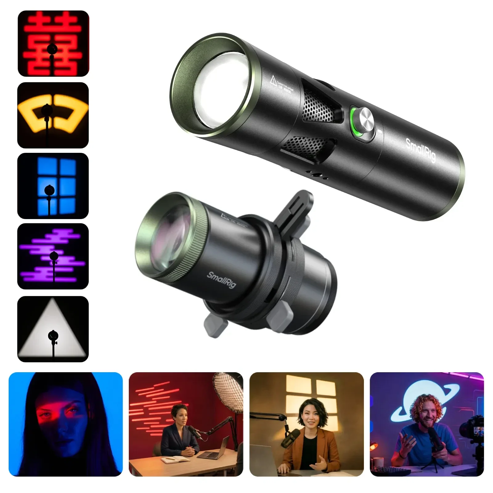 SmallRig SP Air Spotlight 36 ° Optische projectielens 4x helderder voor RF 10C/20C zaklamp met framing shutters GOBO-houder