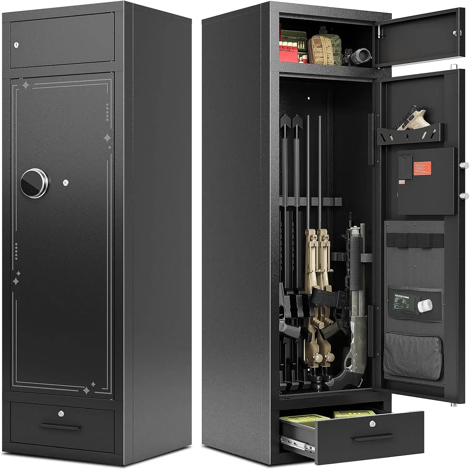 8-10 Gun Safe Rifle Safe,High Capacity Gun Cabinet for Home Rifle and Pistols,Drawer,Magnetic Lamp (Unassembled)