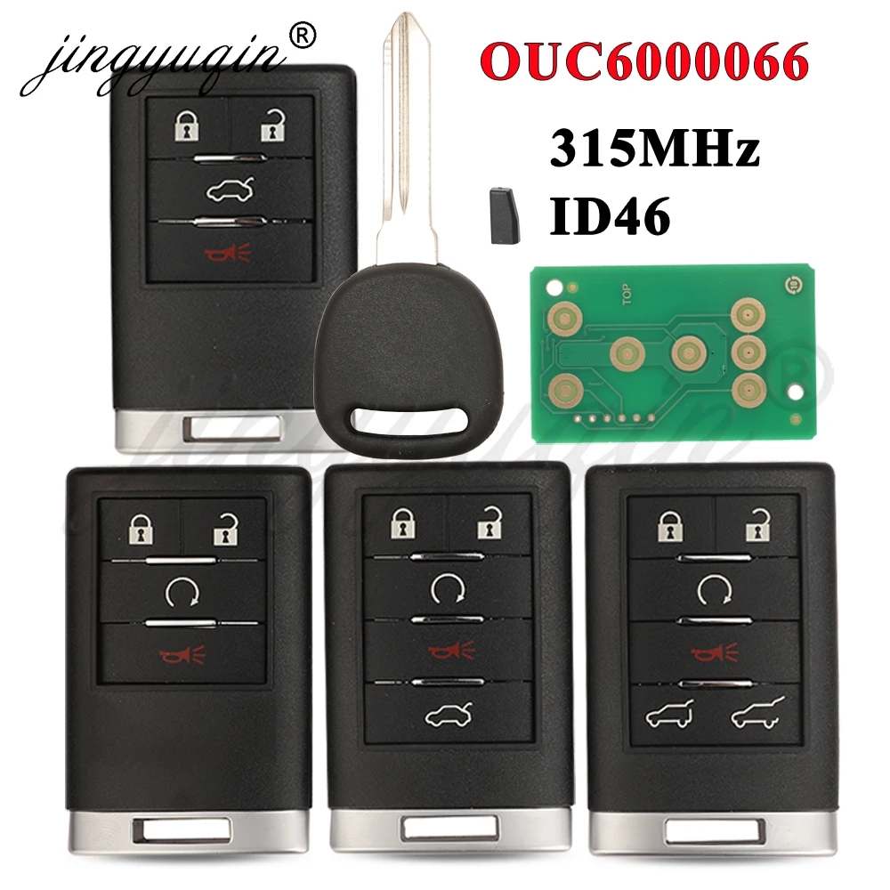 jingyuqin OUC6000066 315MHz ID46 Car Key For Cadillac Escalade ESV EXT 2007-2014 CTS DTS GMC Chevrolet Remote Fob Control 4/5/6B