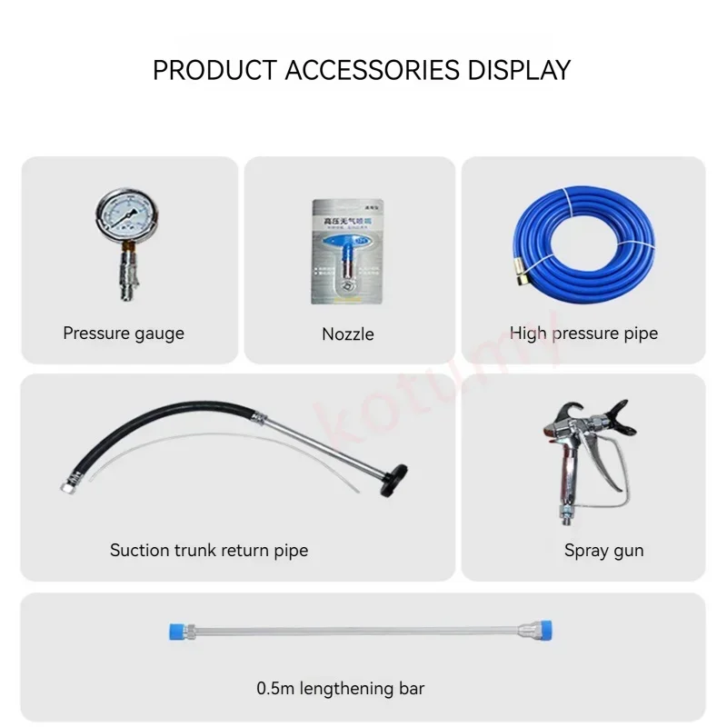 22L High Pressure Airless Sprayer 4500W Diaphragm Type Portable Smart Painting Machine for Latex Paint