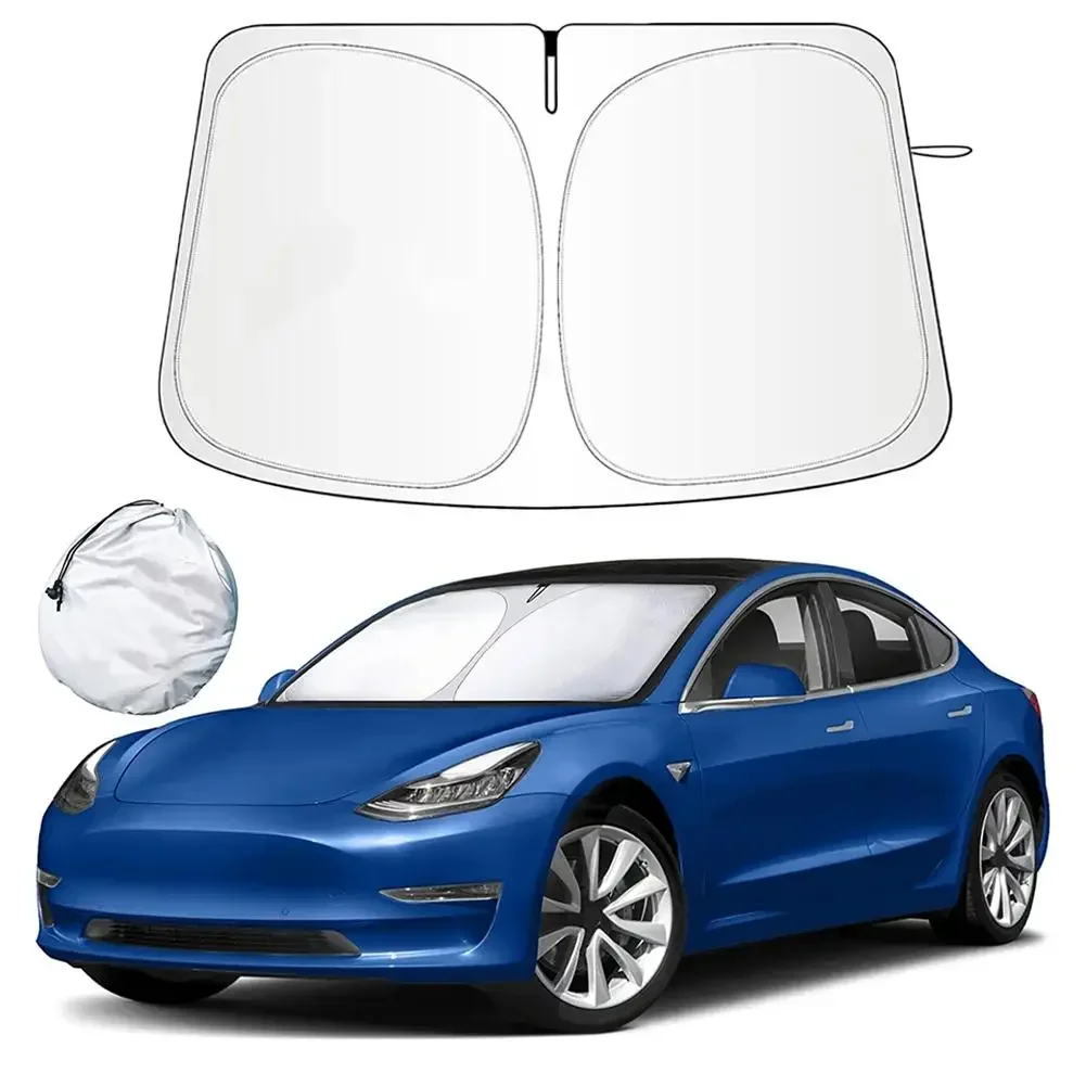 For Tesla Model3/Y Foldable Car Sun Visor Front Windshield Sunshade UV Protection Sun Visor Car Interior Heat Insulation Cover