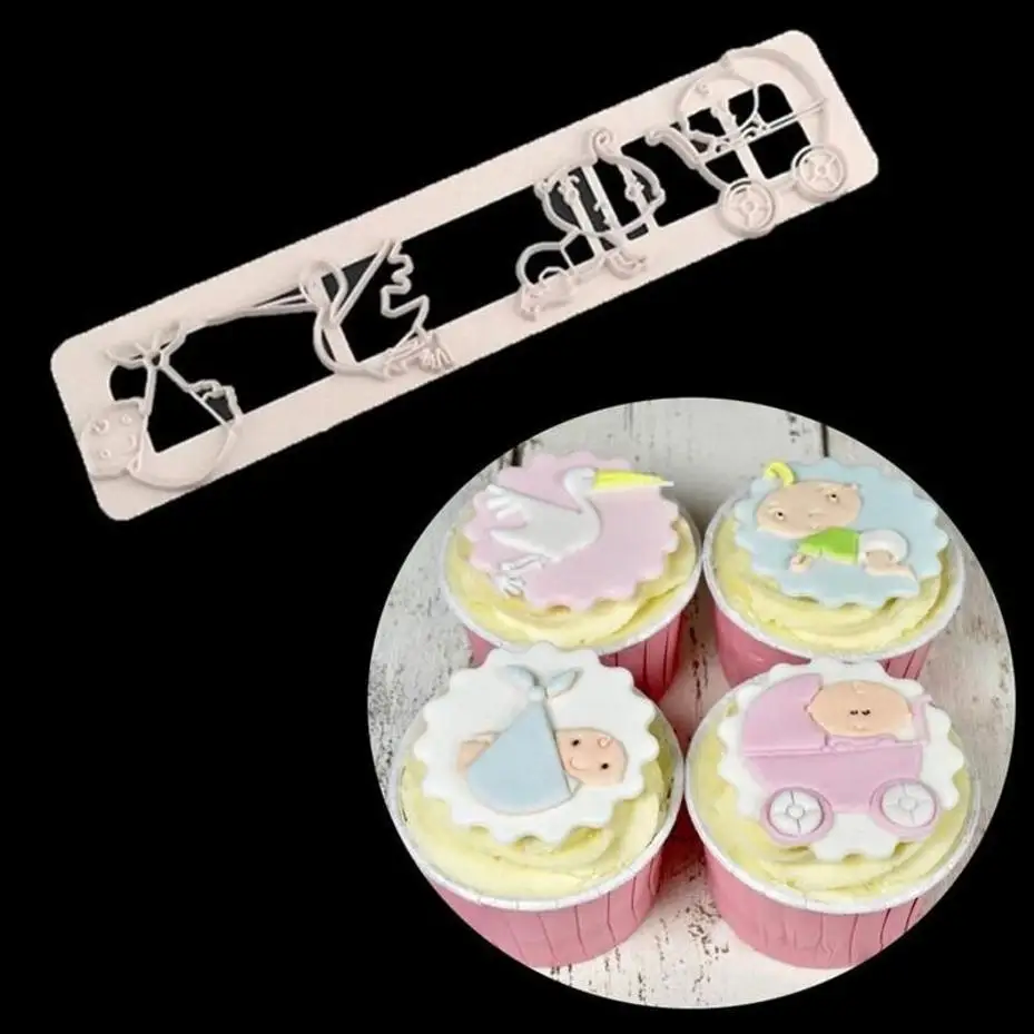 1 Pcs Baby Carriage Cake Mold Decoration Cookie Cutter Shape Food Grade Plastic Cake Cutters Biscuit Mold Cake Tools