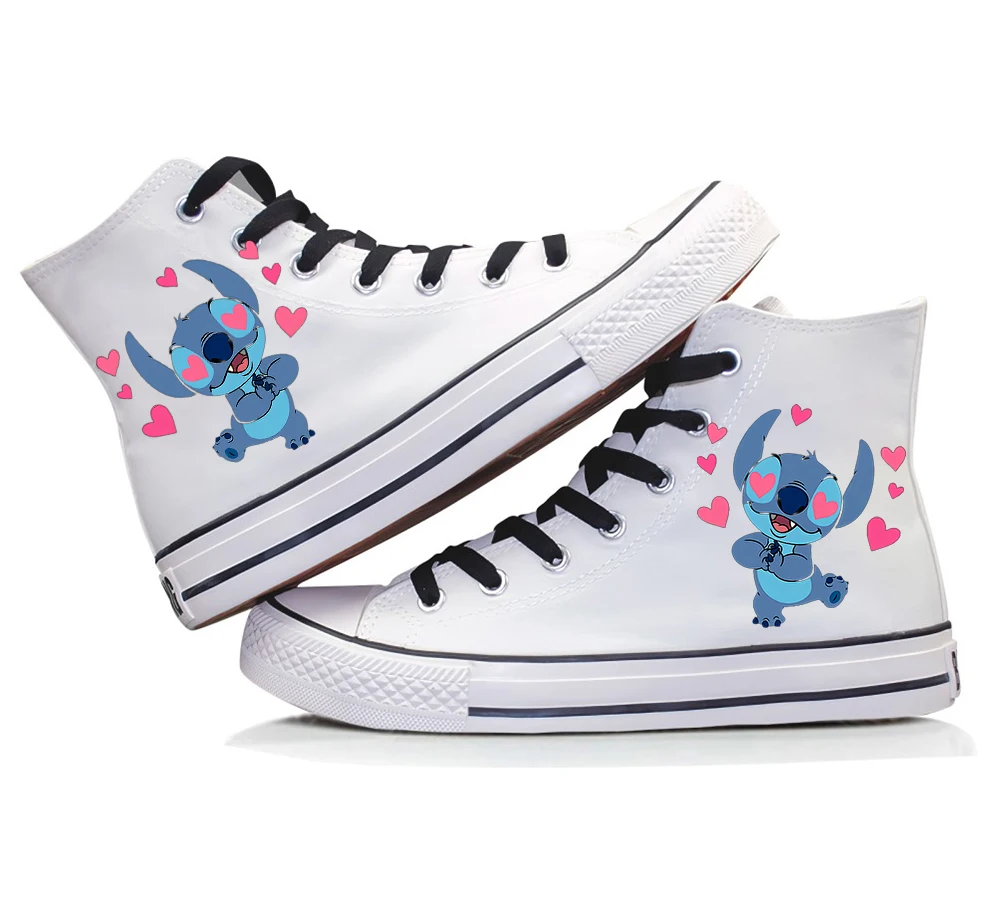 Lilo Stitch Canvas Sneakers High Top Canvas Shoes Cute Cartoon Shoes Summer Fashion Casual Sports Streetwear Sneakers