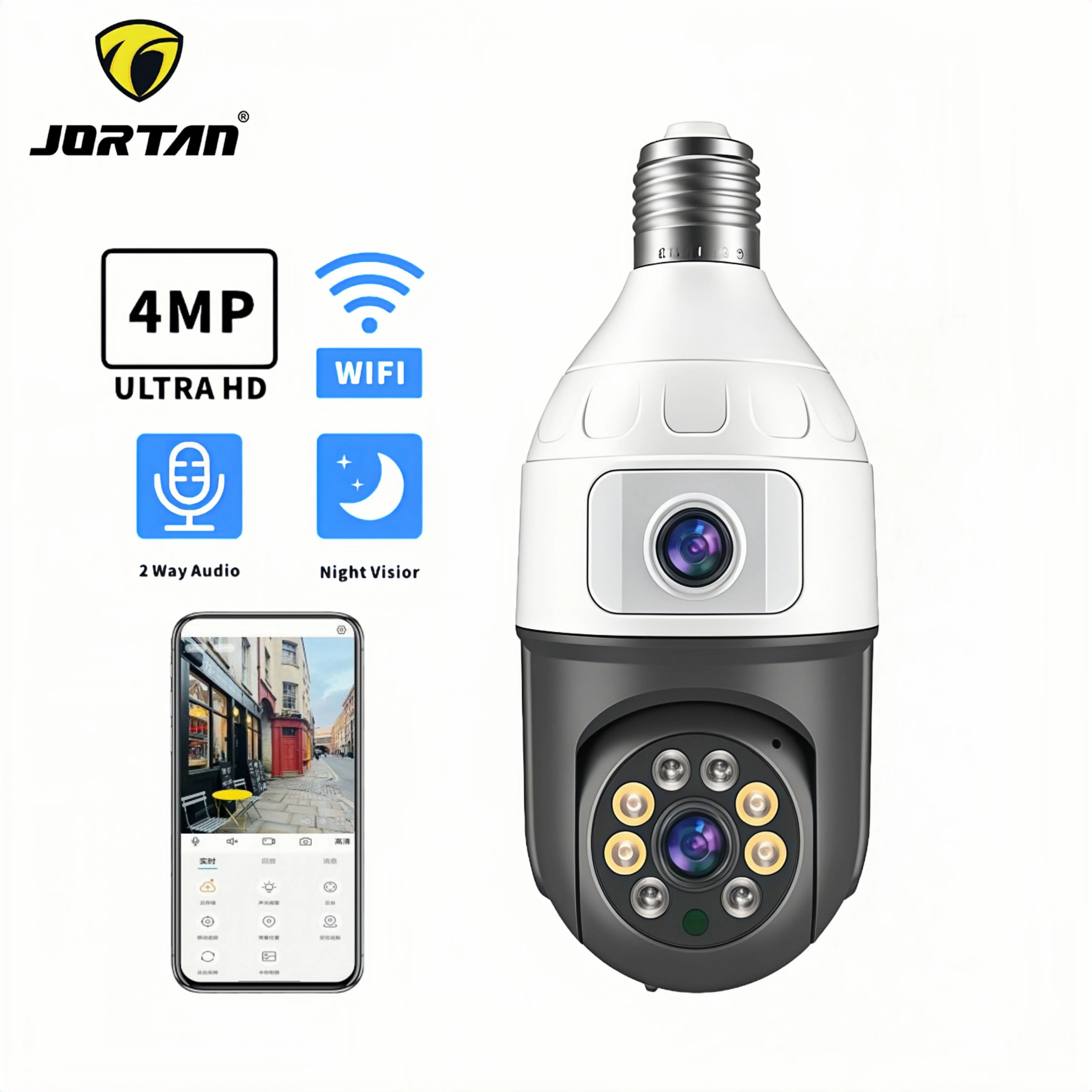 4MP لمبة E27 عدسة مزدوجة 360 داخلي كاميرا مراقبة الطفل المنزل الذكية Ip CCTV للرؤية الليلية فيديو Onvif واي فاي كاميرا مراقبة Icsee