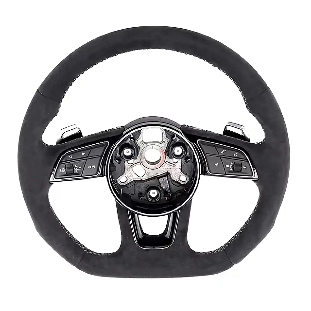 For Audi RS3 RS4 RS5 A3 A4 B9 A5 S3 S4 S5 Full Or Semi Furred Steering Wheel With Button Frame Buttons And Paddles 2017-2021