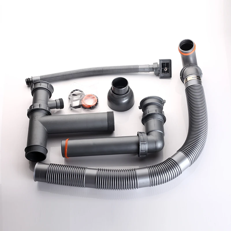 

KITCHEN SINK KITCHEN BASIN SEWER PIPE FITTINGS DOUBLE TANK DRAINAGE PIPE SUITABLE FOR 50MM INTERFACE