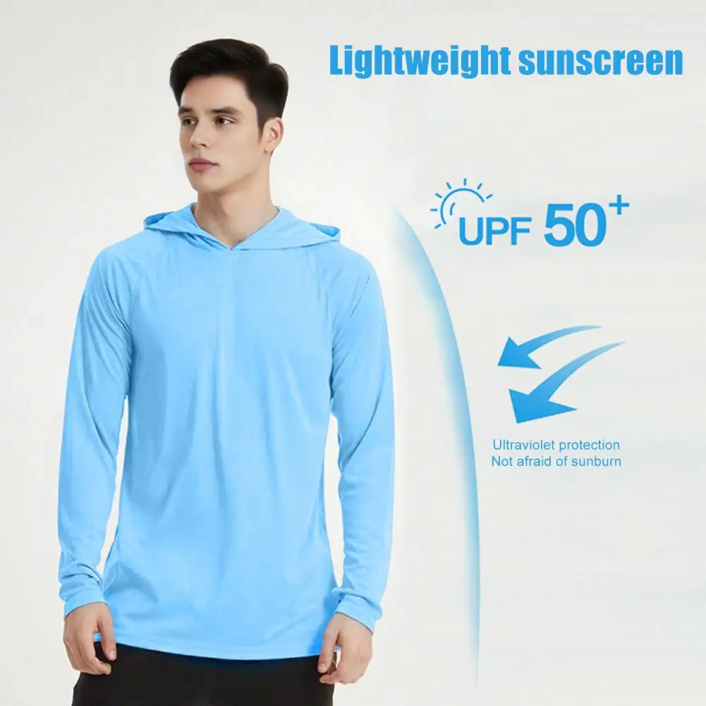 Men's Hooded Sun Shirts with Mask Fishing Shirts for Men Long Sleeve UPF 50 Rash Guards Cooling Hoodies Hiking Shirts