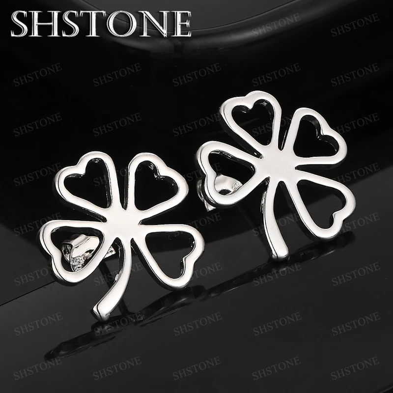 

Women's Luxury Jewelry 925 Sterling Silver Stud Earrings Four Leaf Clover Earring Engagement Wedding Party Fashion Accessories